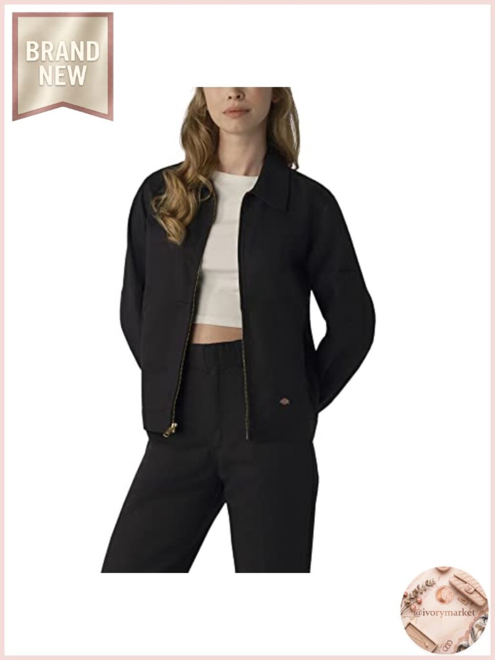 Dickies Women's Unlined Eisenhower Jacket Work Utility Twill Brass Zipper